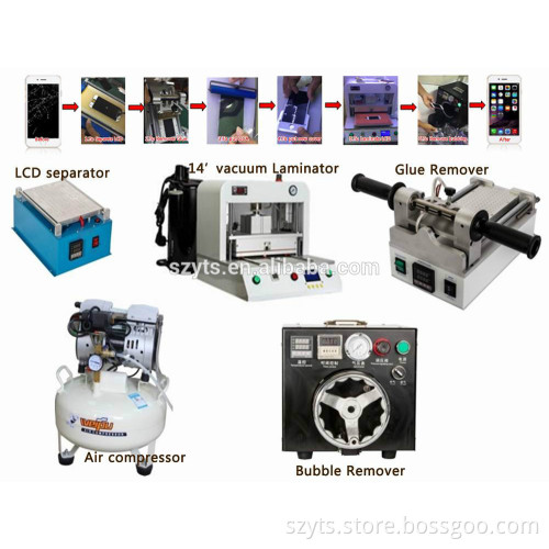 CE certificate wholesale Full set LCD refurbish laminator glue remover lcd separator bubble remover 14 inch laminating machine